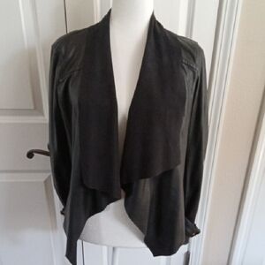 Women's Black Leatherette Drape Jacket